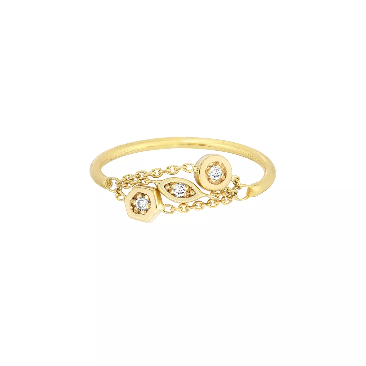 3.9pt Mixed Diamond Bezels on Chain Ring