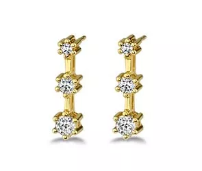 3-Stone 6 Prong Diamond Earrings 1.0 Carat Total Weight