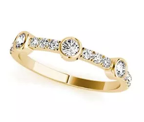 3 Stone Bezel Diamond Stackable Ring 3 /8 Carat Total Weight