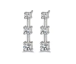 3-Stone Diamond Earrings 1 /2 Carat Total Weight