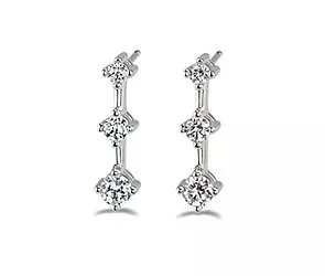 3-Stone Diamond Earrings 3 /4 Carat Total Weight
