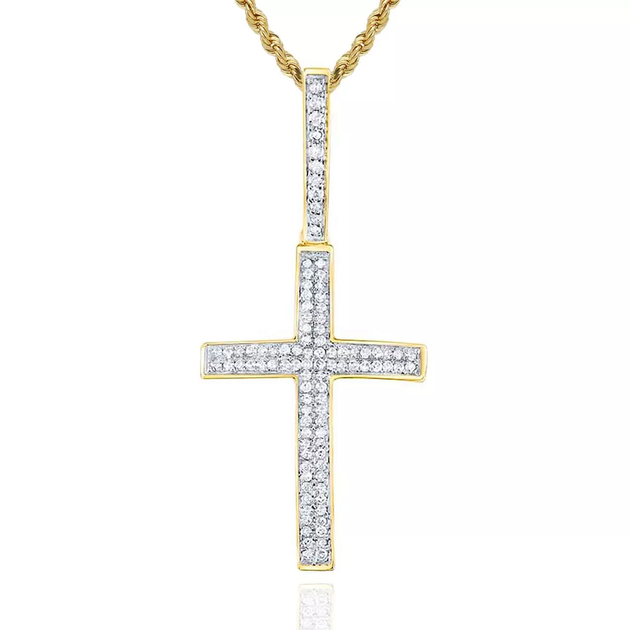 .30CTW Natural Diamond 10K Yellow Gold Cross Pendant