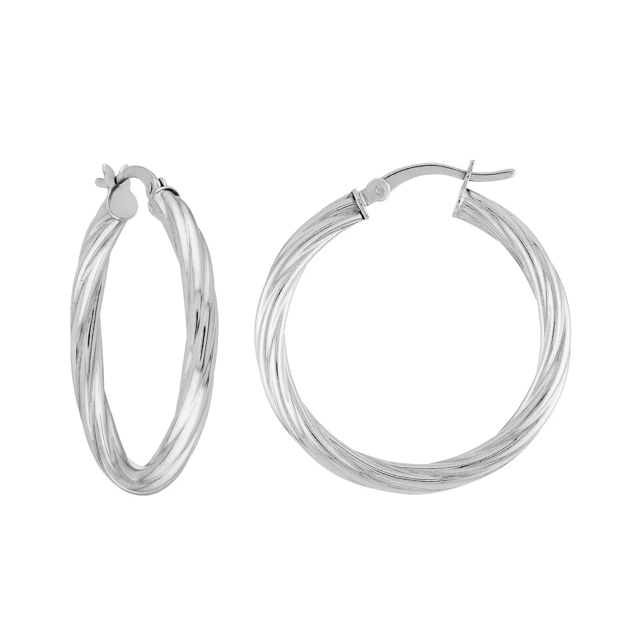 30mm High Polished Basic Twist Hoop Earrings