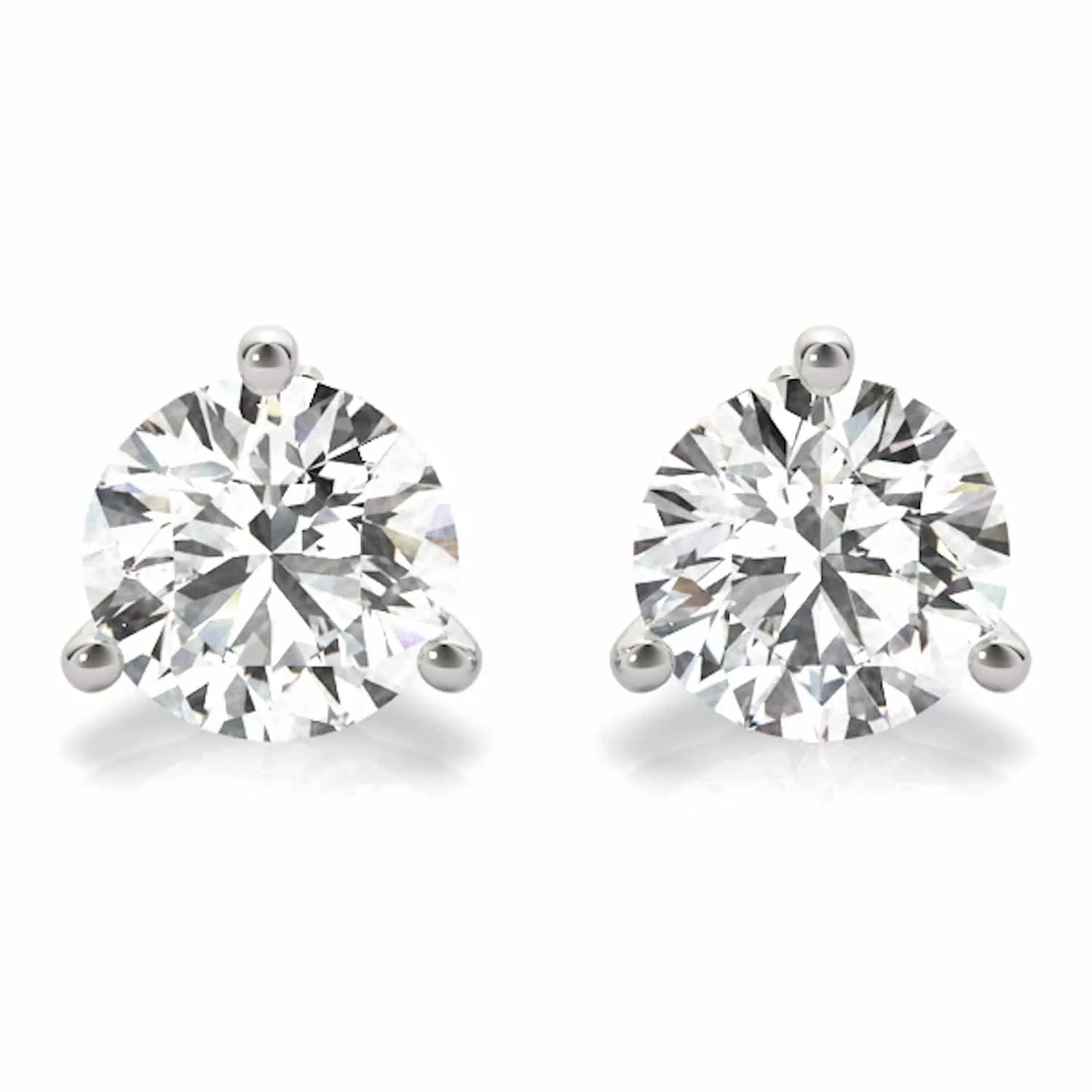 .5-2CTW Lab-Grown Diamond Round 14K White Gold Three-Prong Martini Stud Earrings