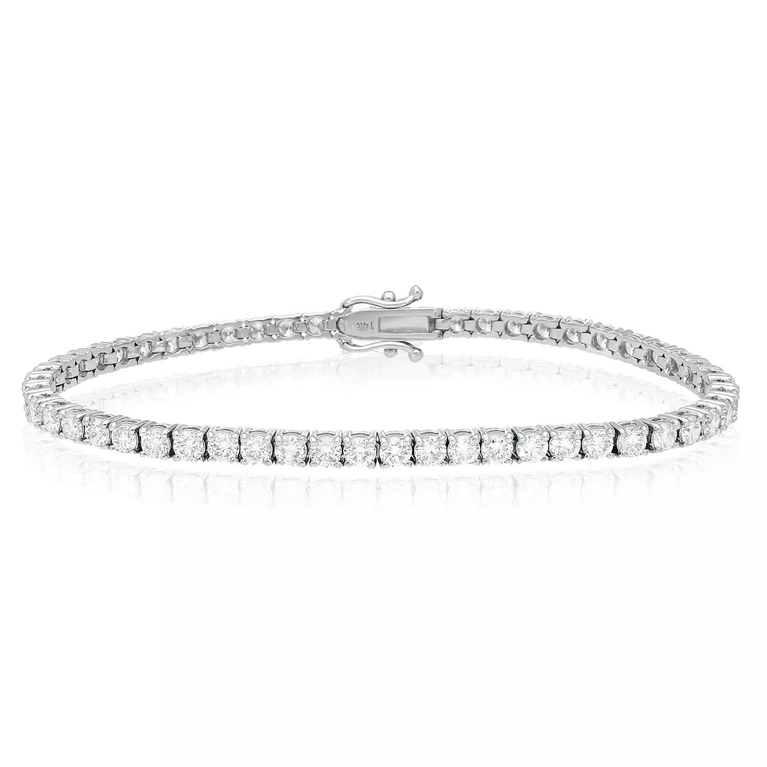 5.75CTW Lab-Grown Diamond 14K White Gold 3.2mm Tennis Bracelet 7"