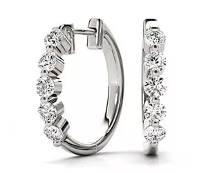 5 Stone Hoop Earrings 1 /4 Carat Total Weight