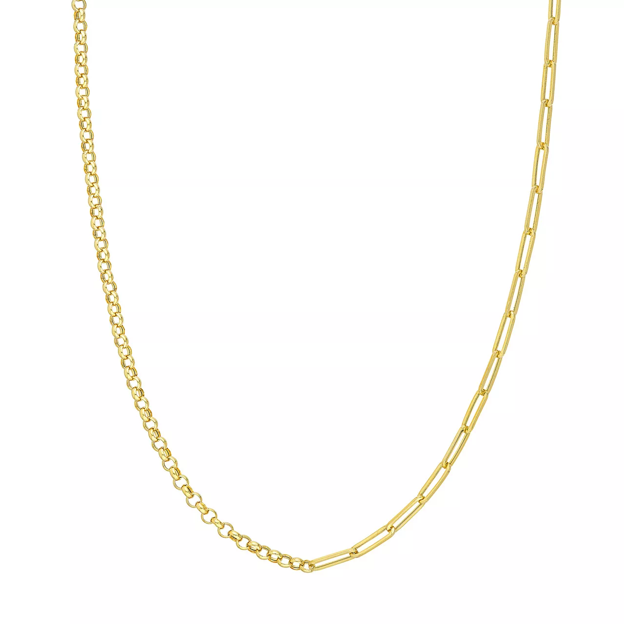 7.5-Inch 50 /50 Paper Clip + Rolo Chain with Lobster Lock