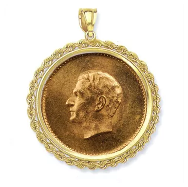 .900 Gold 2500 Years of Empire Gold Medal Mohammad Reza Shah Pahlavi 1350 Encased in 14k Gold