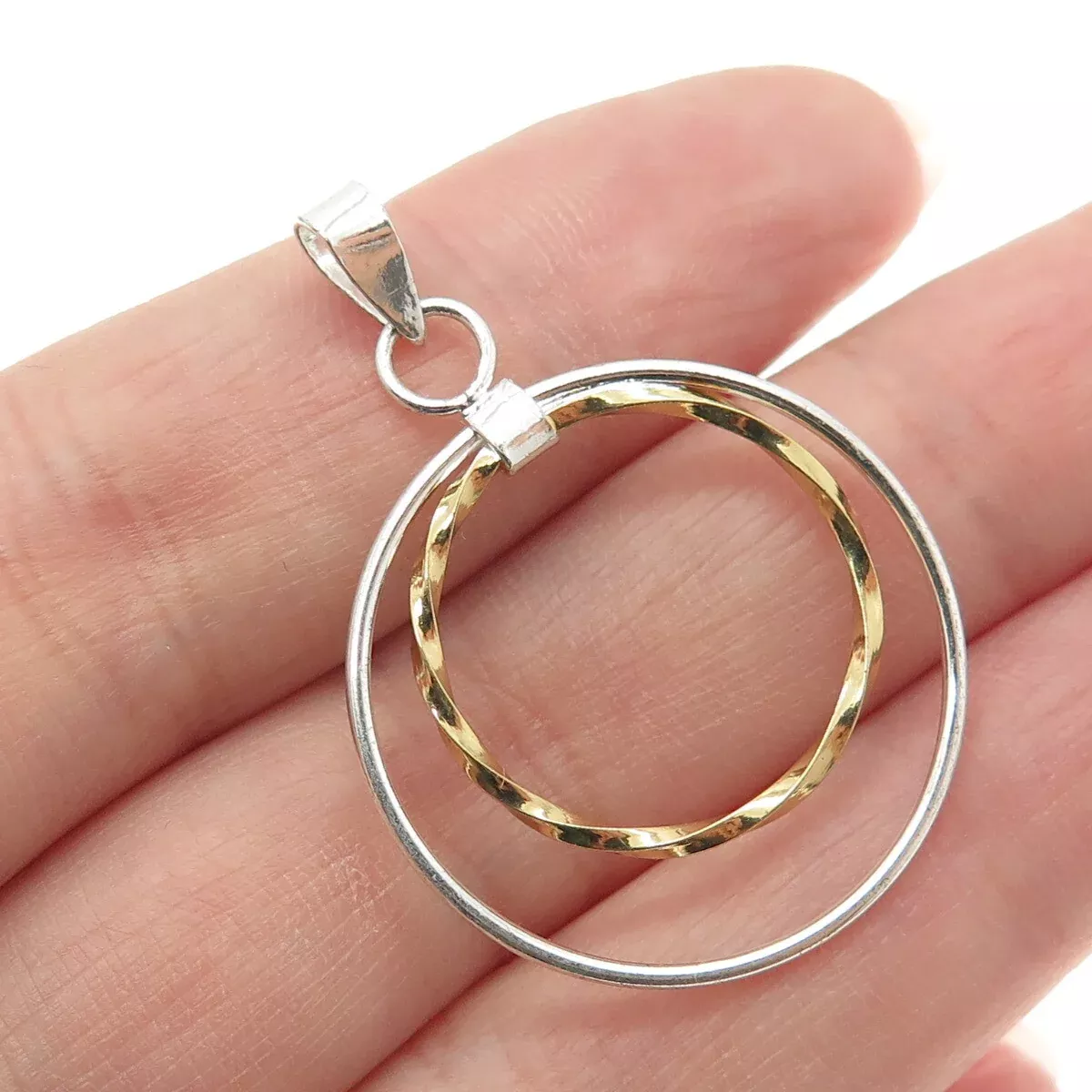 925 Sterling Silver 2-Tone Multi-Circle of Life Pendant