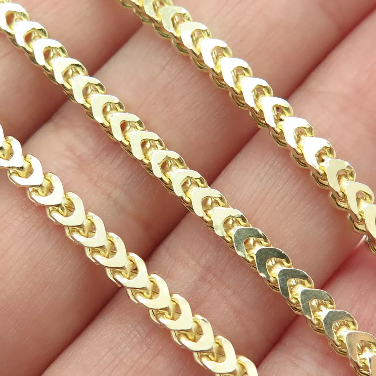 925 Sterling Silver Gold Plated Franco Chain Necklace 16