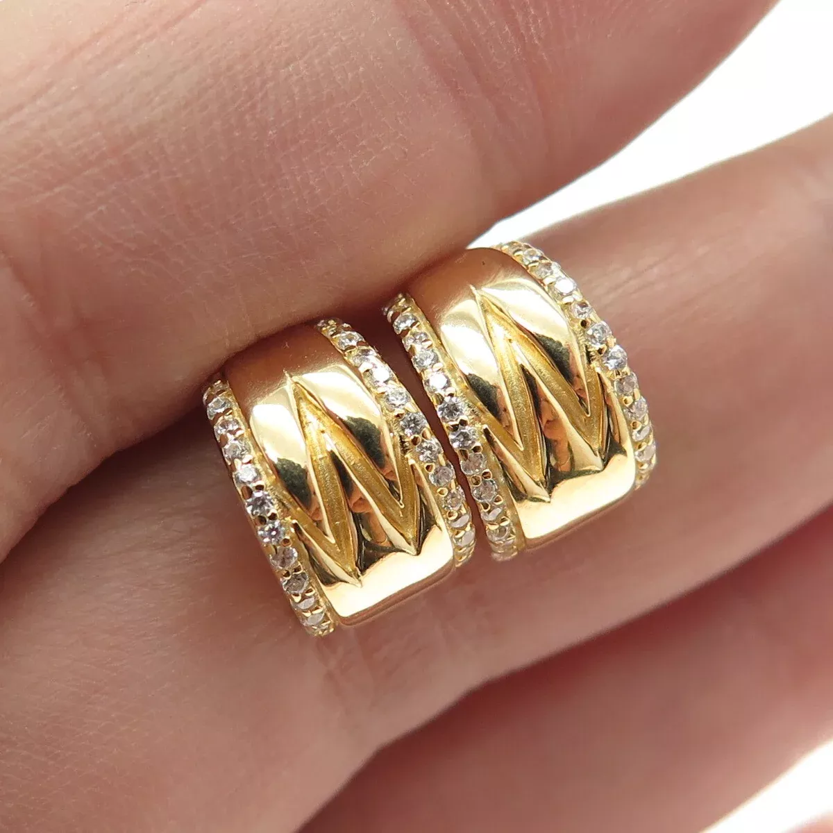 925 Sterling Silver Gold Plated Round-Cut C Z Letter