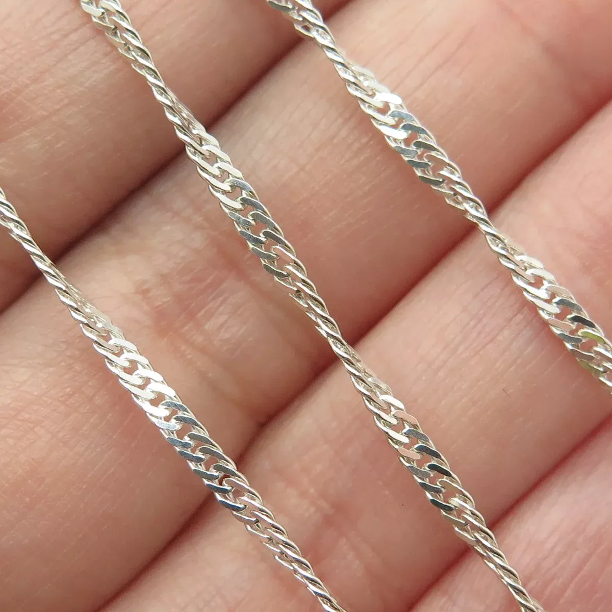 925 Sterling Silver Italy Singapore Chain Necklace 16