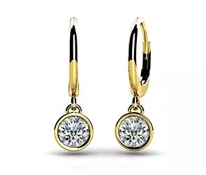 Bezel Set Diamond Drop Earrings 1 /4 Carat Total Weight