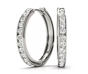 Bezel Set Diamond Hoop Earrings 0.55 Carat Total Weight