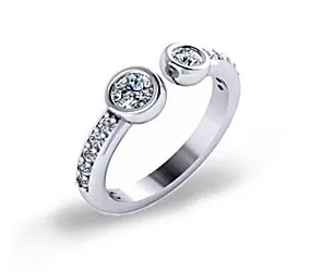 Bezel Set Open Two Stone Diamond Ring 5 /8 Carat Total Weight
