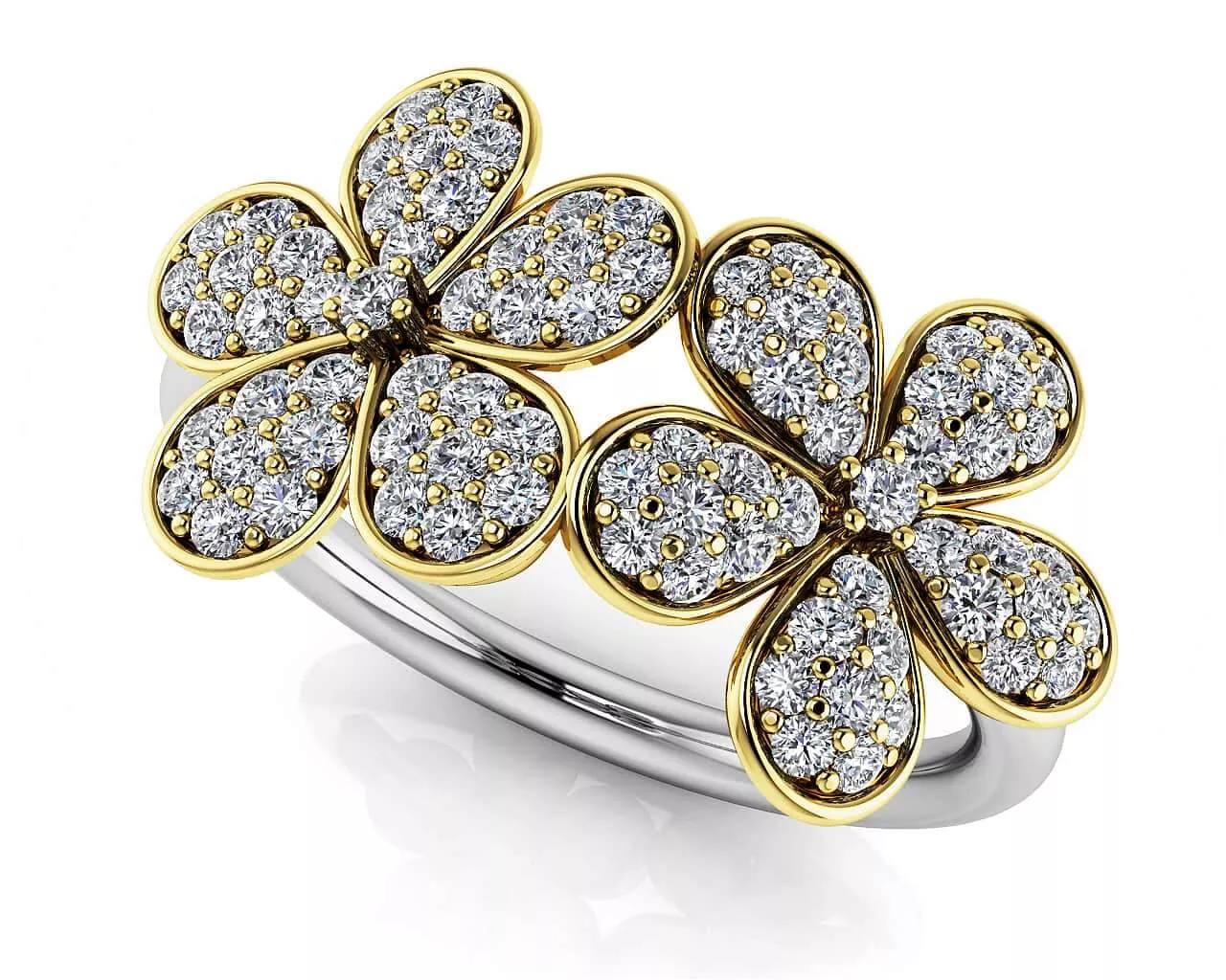 Brilliant Cut Joyful Flowers Diamond Ring 1 /2 Carat Total Weight(Lab-Created)