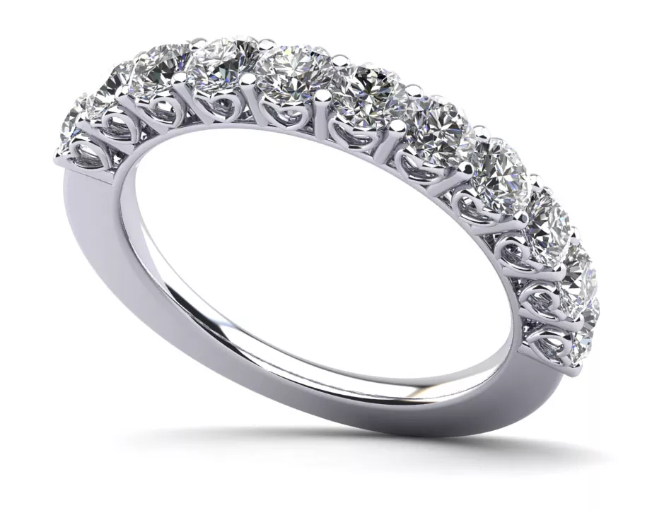 Brilliant Sweetheart Diamond Anniversary Ring 3 /4 Carat Total Weight