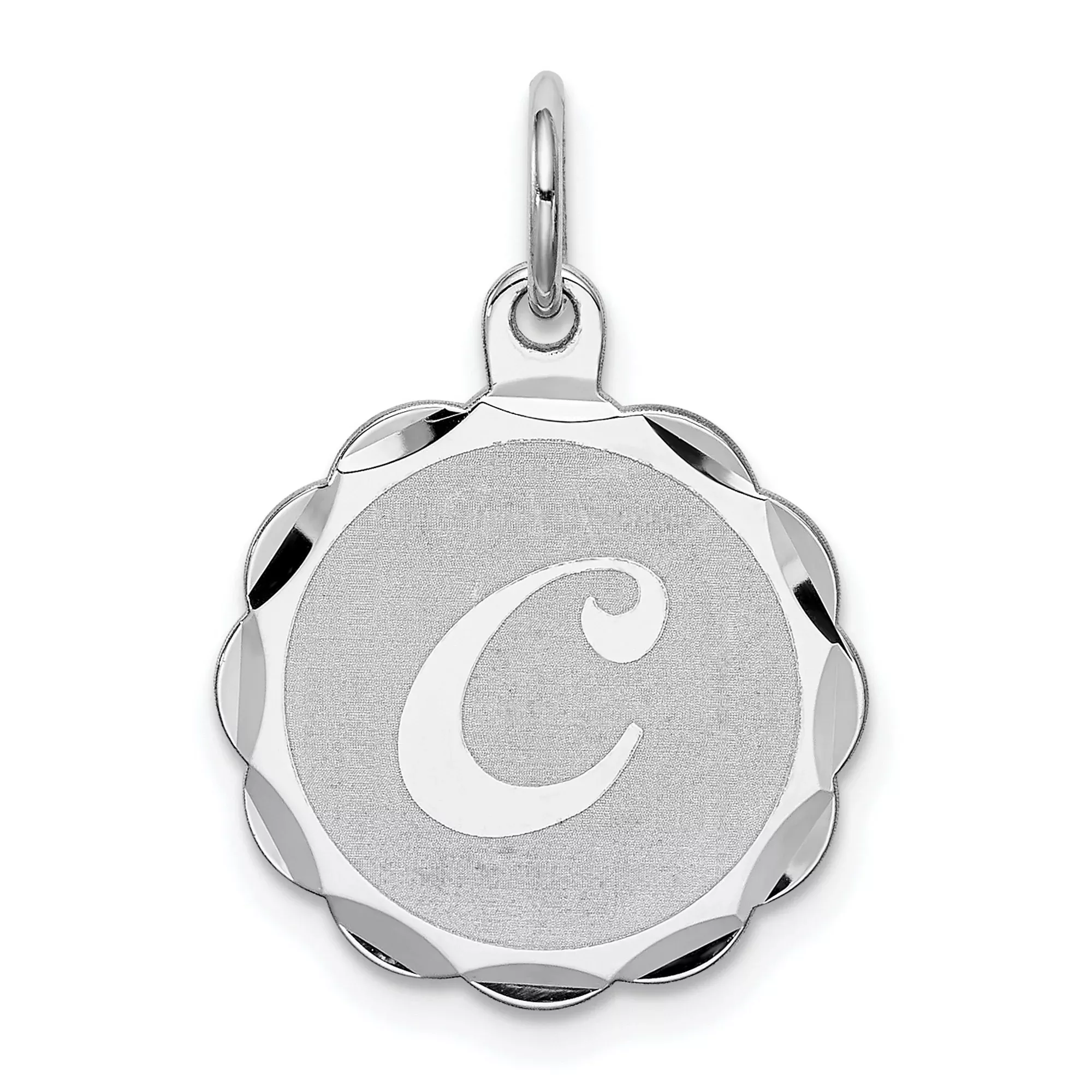 Brocaded Initial C Charm Pendant in Real 925 Sterling Silver