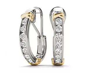 Channel Set Diamond Hoop Earrings 1 /4 Carat Total Weight