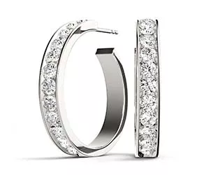Channel Set J Hoop Earrings 1 /4 Carat Total Weight