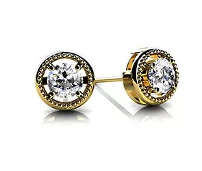 Circle Housed Diamond Stud Earrings 1 /5 Carat Total Weight