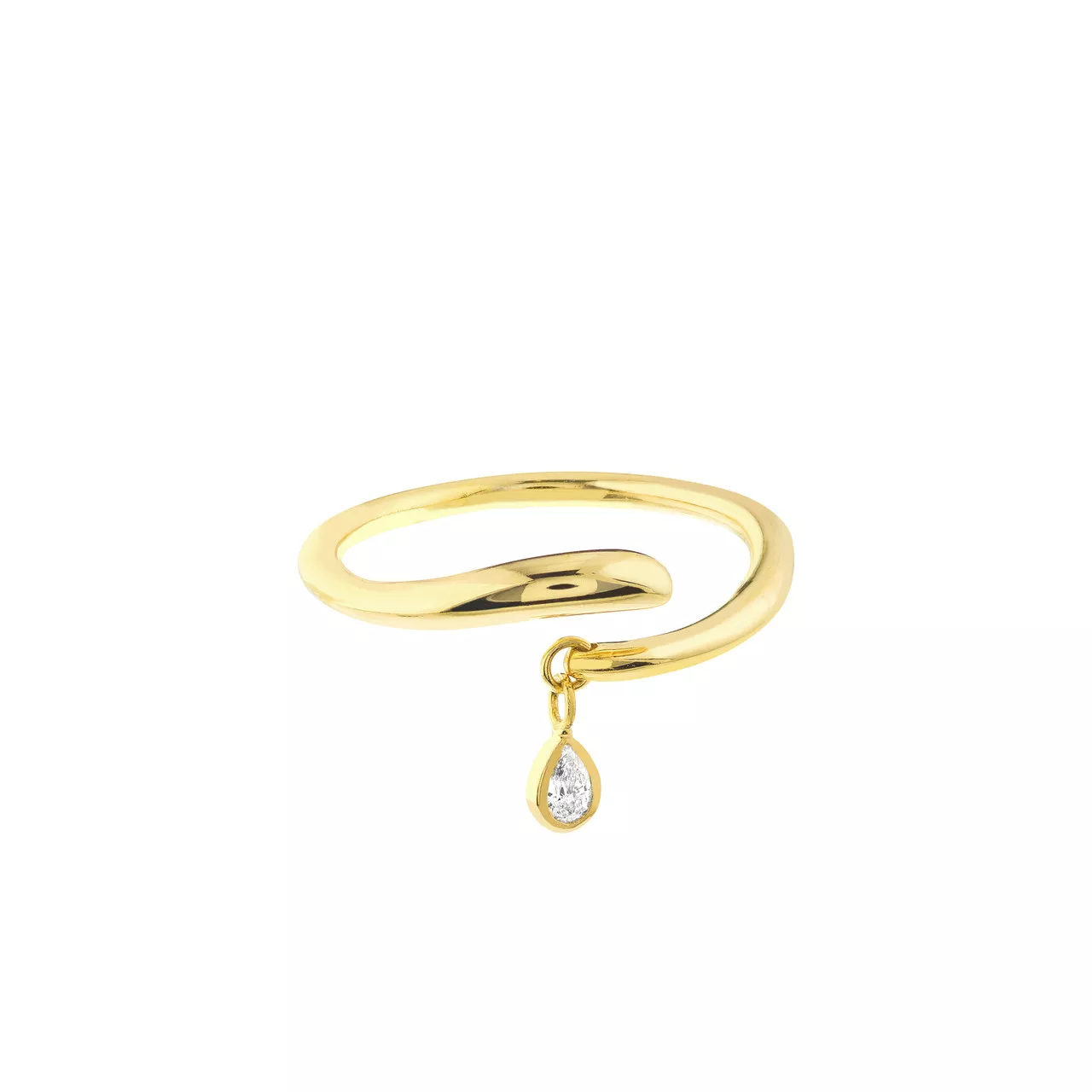 Curved Wire Ring with 1 /20ct Pear Diamond