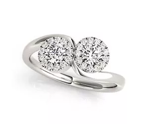 Diamond Accented 2 Stone Ring 3 /8 Carat Total Weight