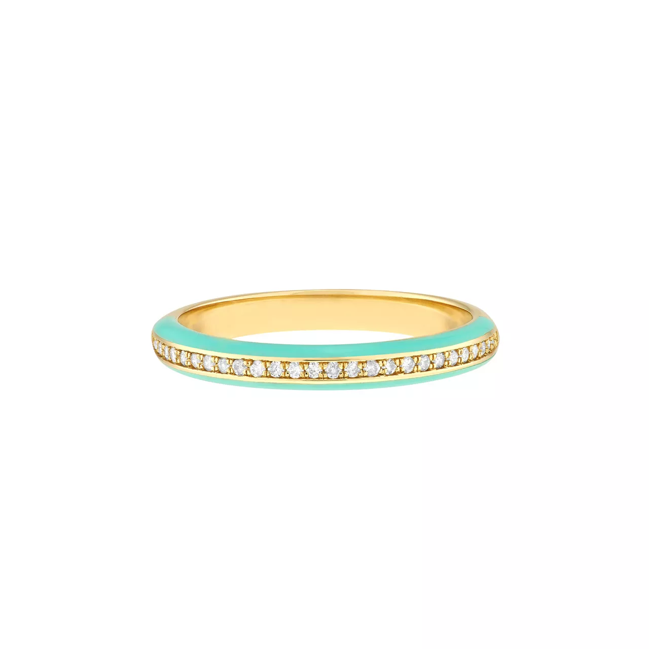 Diamond Band with Lt.Turquoise Enamel