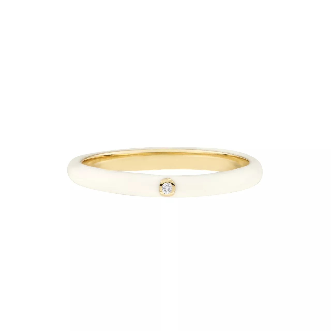 Diamond Bezel on White Enamel Band
