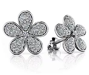 Diamond Flower Stud Earrings 3 /8 Carat Total Weight(Lab-Created)