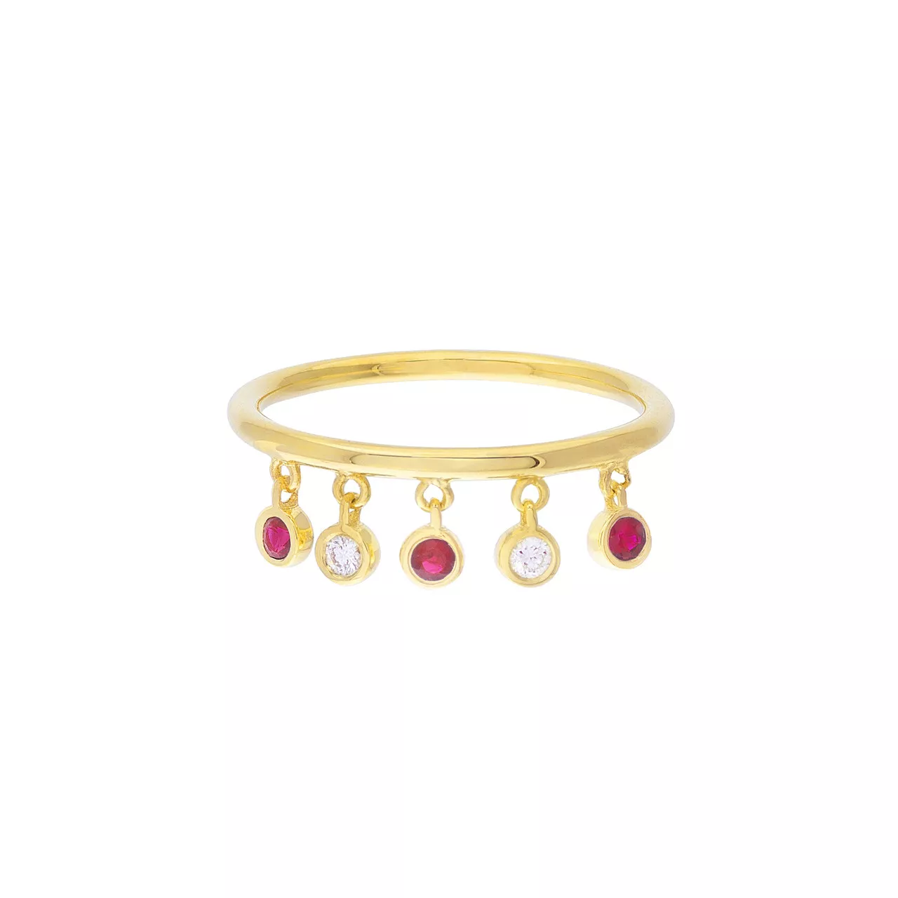 Diamond and Ruby Bezel Dangle Ring