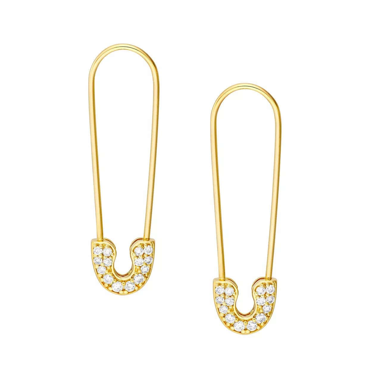 Diamond Safety Pin Threader Earrings