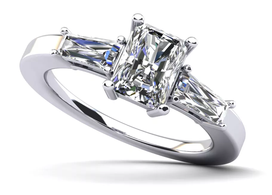 Divine Emerald Cut Diamond Engagement Ring 1.25 Carat Total Weight