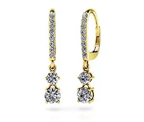 Double Drop Diamond Hoop Earrings 5 /8 Carat Total Weight