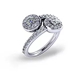 Double Stone Halo Diamond Ring 1.21 Carat Total Weight