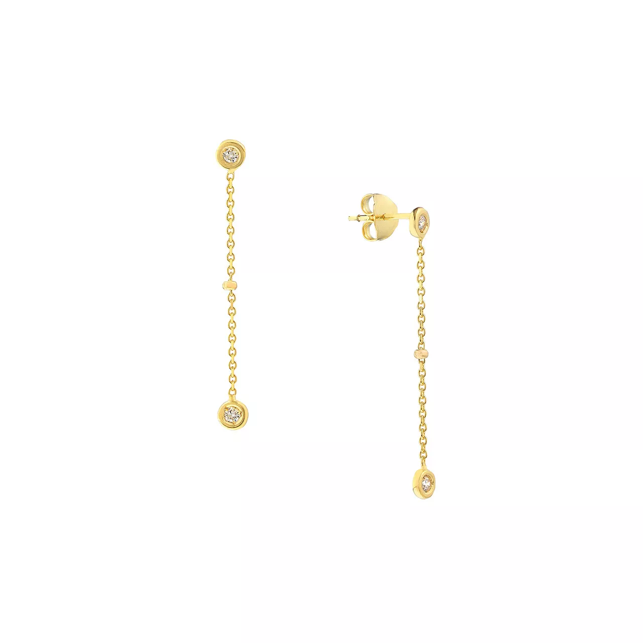 Drop Earrings with Diamond Bezels and Beads