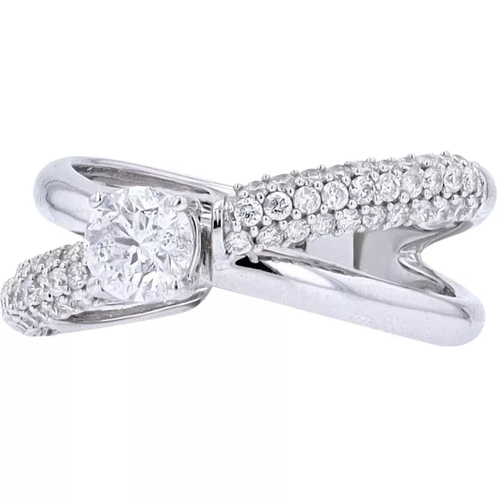 Elegant 14K White Gold 1/2 Carat Diamond Bypass Engagement Ring