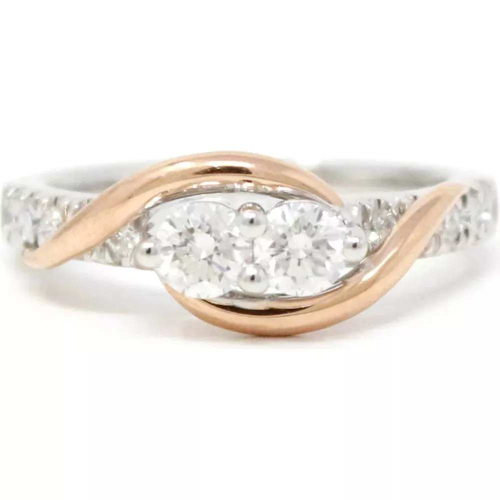 Enchanting 14K Two-Tone Two Stone Diamond Engagement Ring