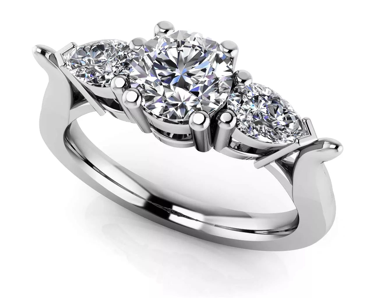 Fancy Triple Stone Diamond Ring 3 /4 Carat Total Weight