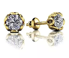 Flower Petal Diamond Stud Earrings 1 /3 Carat Total Weight