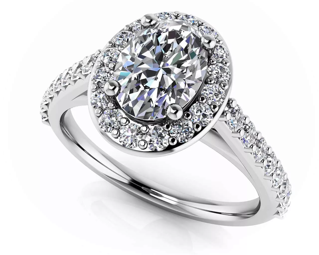 Forever Love Oval Diamond and Halo Ring 1.11 Carat Total Weight(Lab-Created)