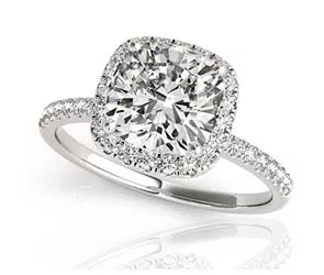 Frosted Acute Cushion Halo Diamond Ring 1.25 Carat Total Weight