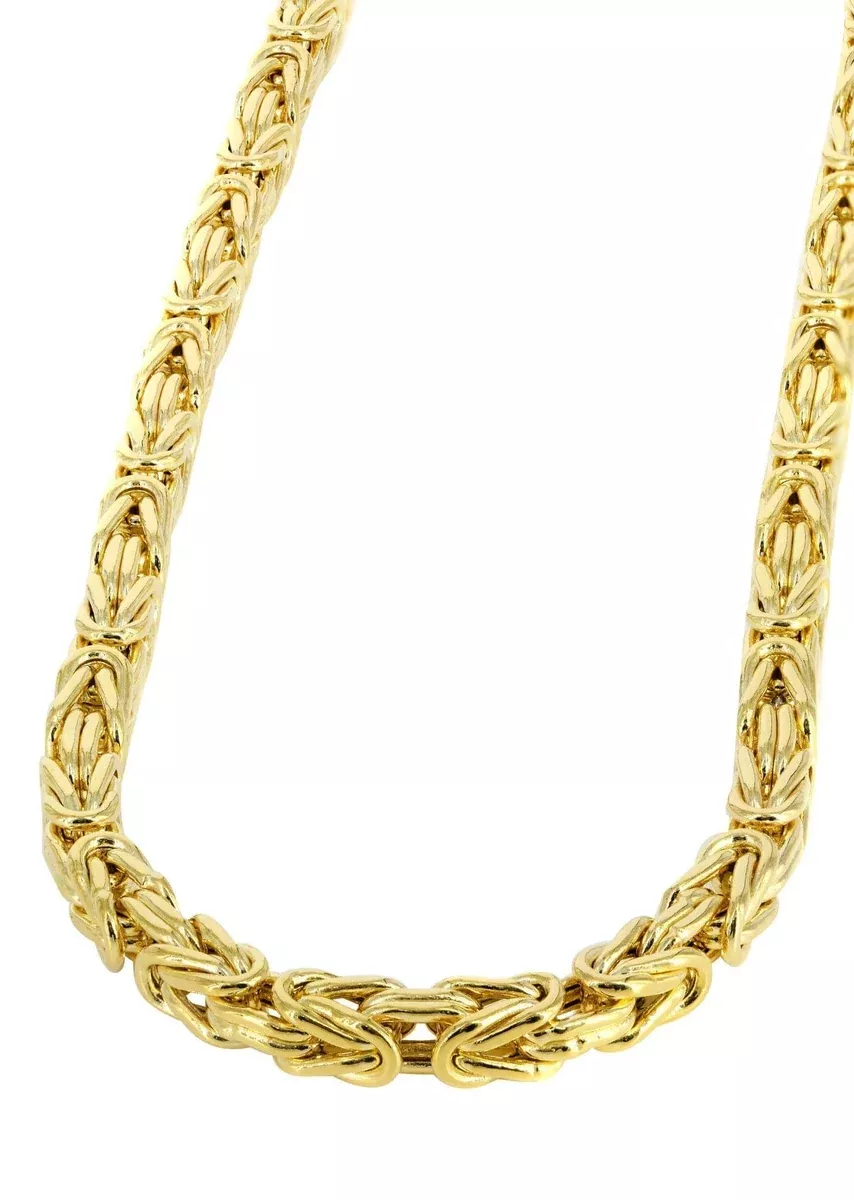 Gold Chain - Mens Semi Solid Italian Byzantine Chain 10K/14K Gold