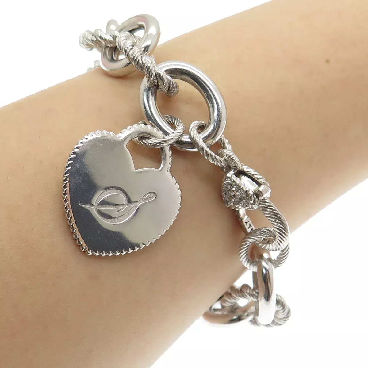JUDITH RIPKA Sterling Silver C Z Letter