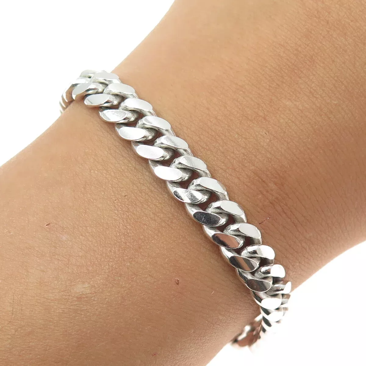KARIZIA SPA KA 1772 925 Sterling Silver Italy Miami Cuban Link Bracelet 9