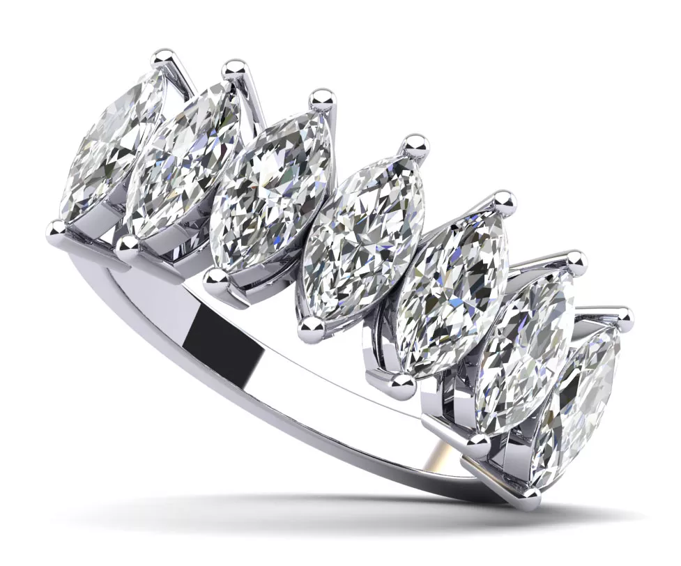 Marquise Shape Diamond Anniversary Ring 1.8 Carat Total Weight(Lab-Created)