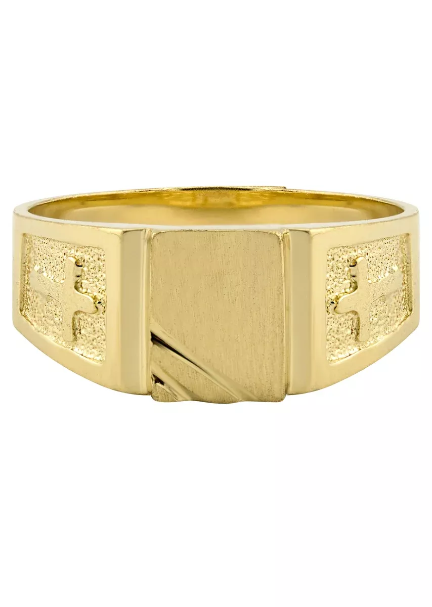 Mens Cross Signet Ring - 10K Gold | 5 Grams