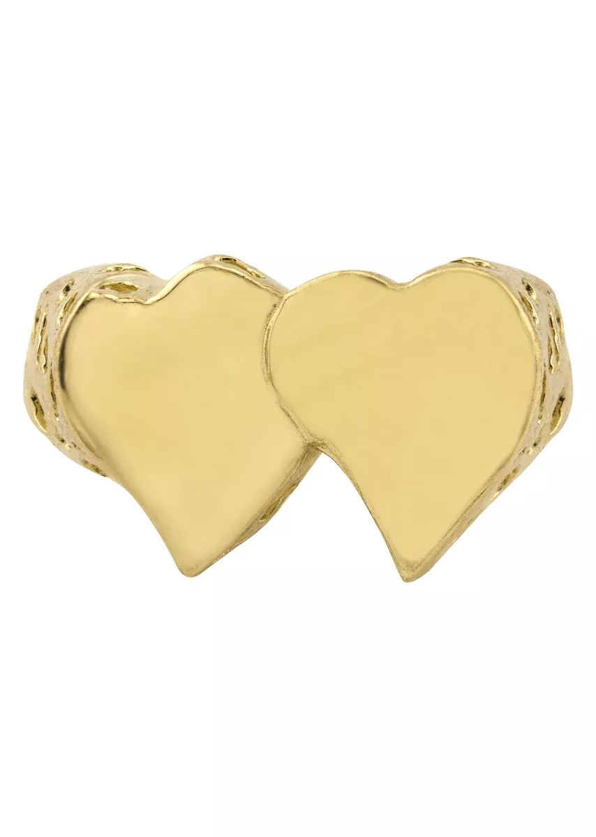 Mens Hearts Signet Ring - 10K Gold | 7 Grams