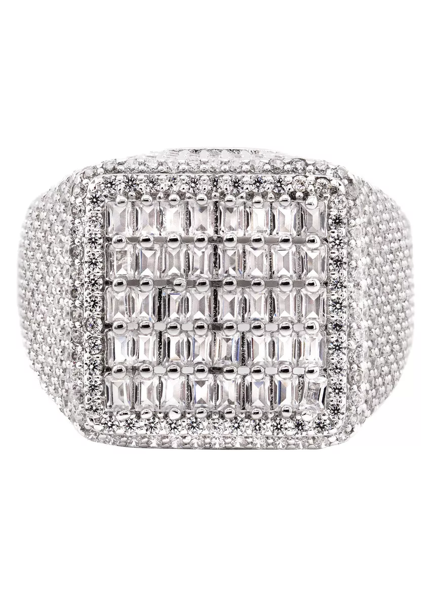 Mens Silver Baguette Ring | Appx 10 Grams