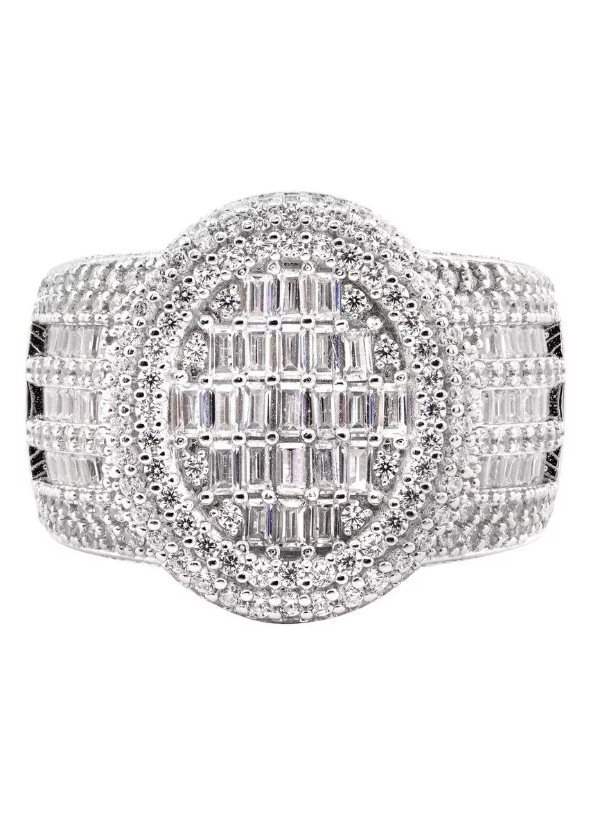 Mens Silver Baguette Ring | Appx 12.7 Grams